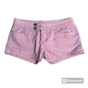 Lost pink pin stripe surf shorts, two buttons zip closure, pockets, 3/4.